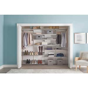 Genevieve 8 ft. Gray Adjustable Closet Organizer Long Hanging Rod with Double Shoe Rack and 10 Shelves