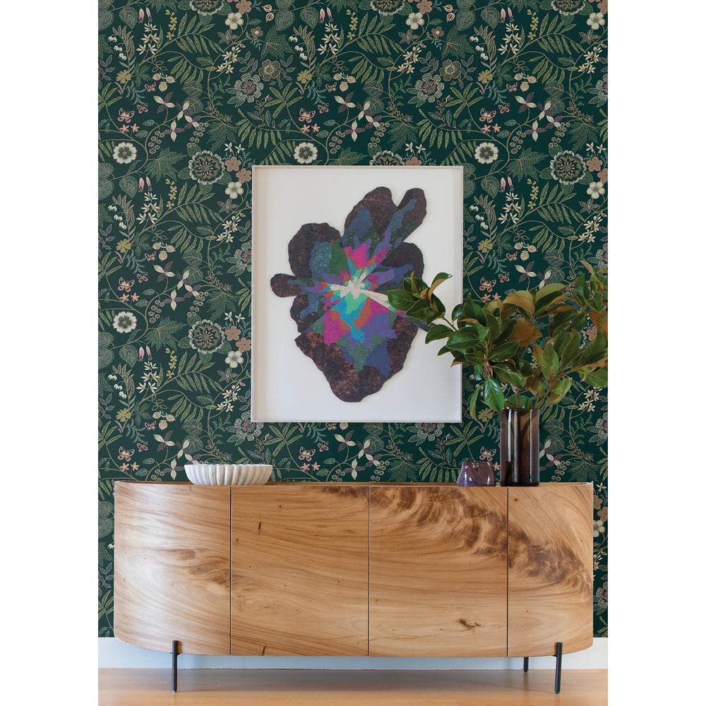 Marilyn Green Floral Non-Woven Washable Wallpaper