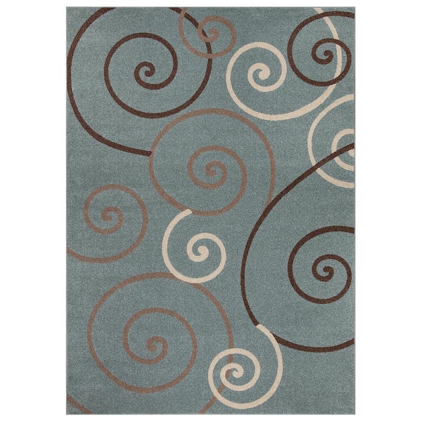 Concord Global Trading Chester Scroll Blue 5 ft. x 7 ft. Area Rug