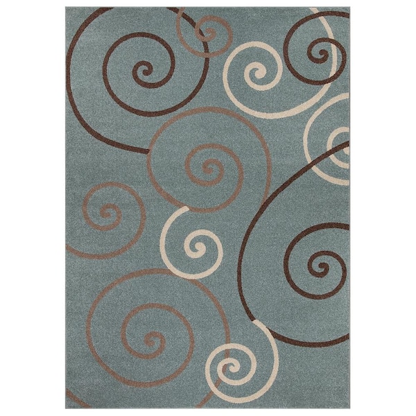 Concord Global Trading Chester Scroll Blue 7 ft. x 9 ft. Area Rug