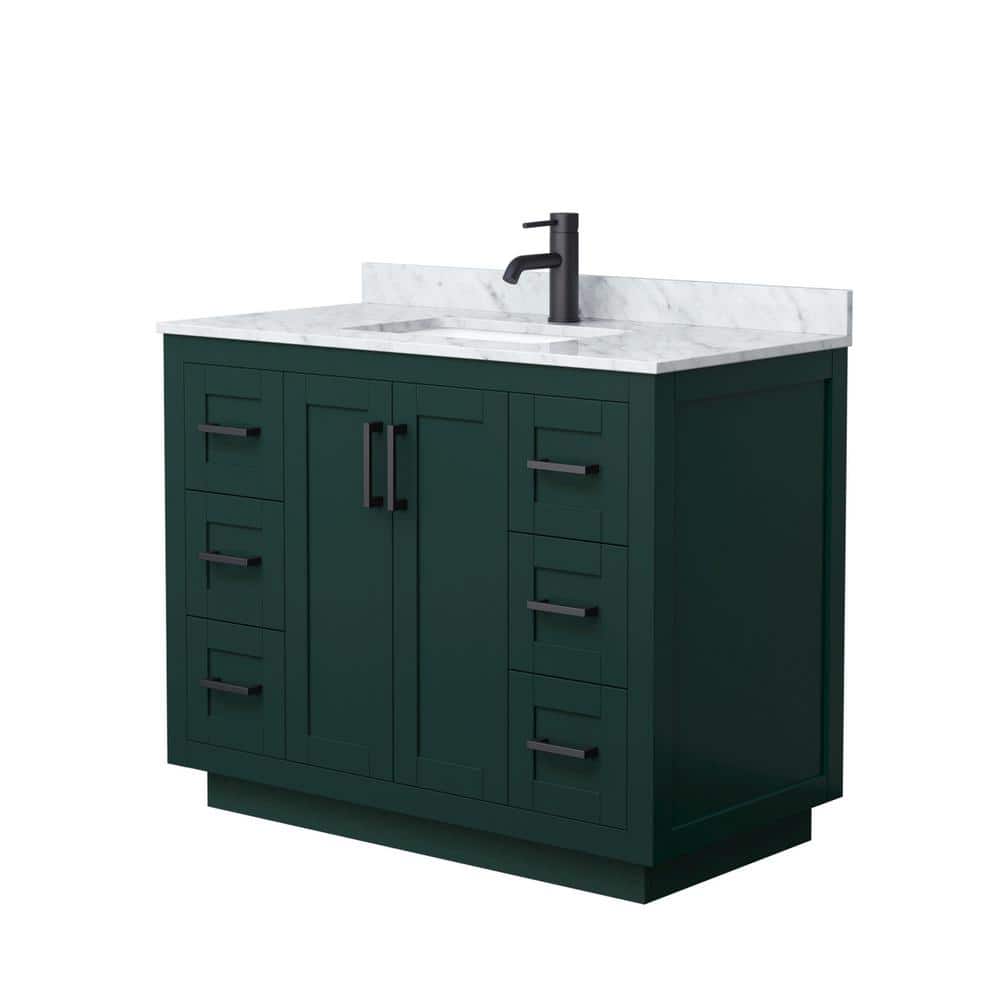 Miranda 42'' Green Single Freestanding Bathroom Vanity with Marble Top