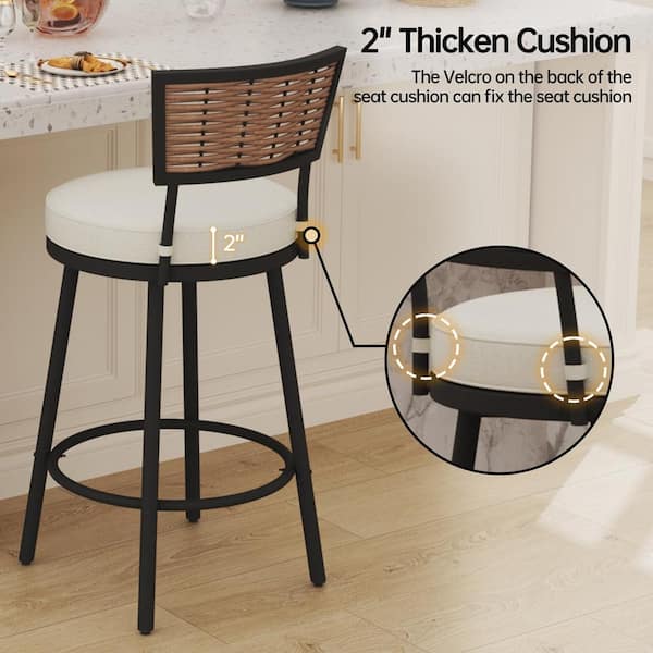 INNUMIA 6-Piece Swivel Metal Outdoor Bar Stool Set with Rattan