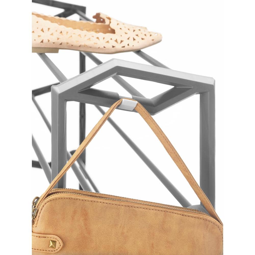 Gray 4-Tier Stackable Metal Shoe Rack