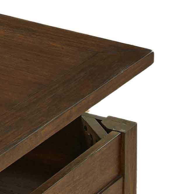 Rustic Mocha Oak Rectangular Lift-Top Coffee Table with Storage