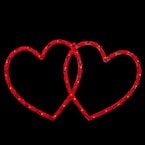 10 in. H x 17 in. L Lighted Double Heart Valentine's Day Window Silhouette