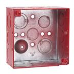 4 in. W x 2-1/8 in. D Steel Red 2-Gang Life Safety Welded Square Box with Eleven 1/2 in. KO's and Six TKO's, 1-Pack