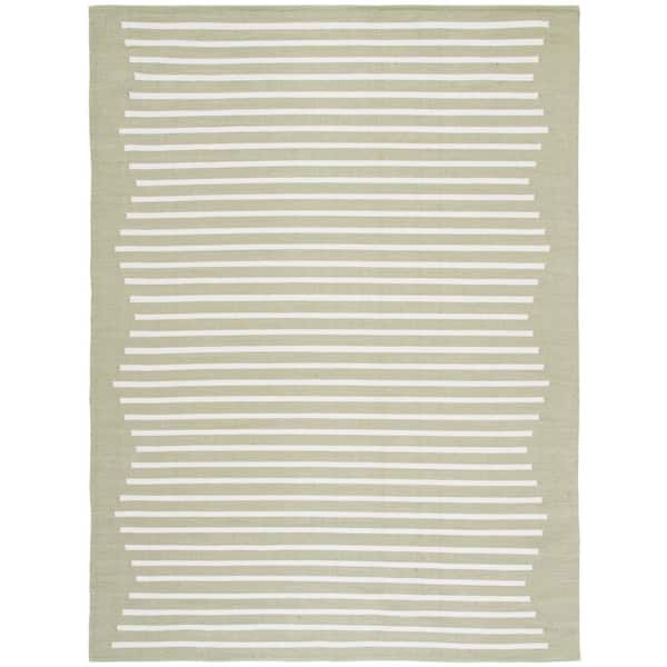 Montauk Light Green/Ivory 8 ft. x 10 ft. Chevron Lines Area Rug