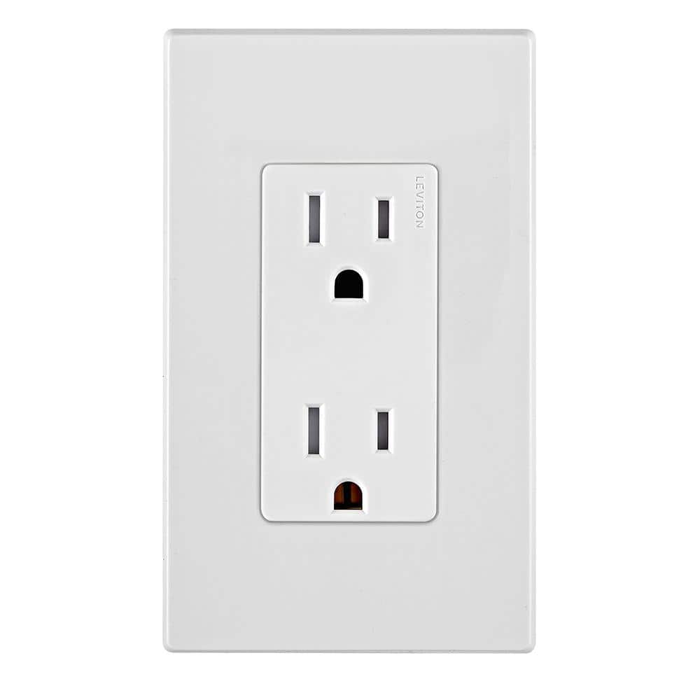 White Tamper Resistant Duplex Outlet with Wall Plate