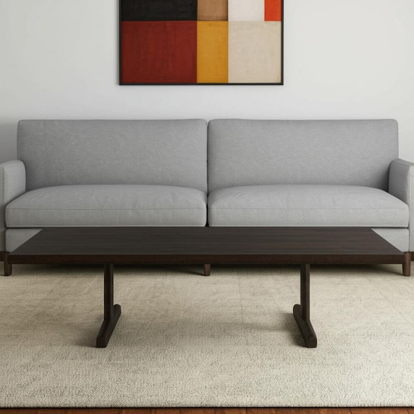 55.00 in. Dark Brown Rectangle Solid Wood Coffee Table