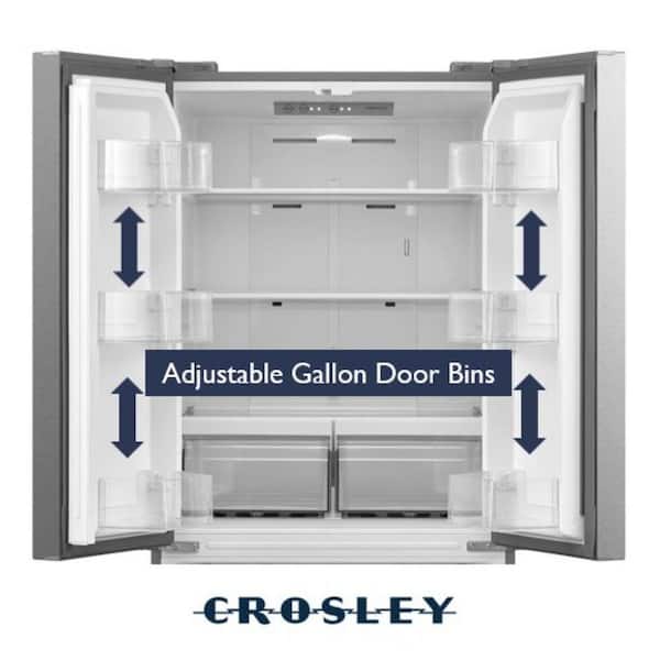 Crosley 30 in. 18.4 cu. ft. French Door with Pocket Handle Design with Adjustable Door Bins and Ice Maker Ready in Stainless CFDMH1834AS