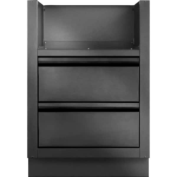 OASIS 24 in. Matte Black 2-Drawer Under Grill Cabinet for Built-in 700 Series Dual Burners