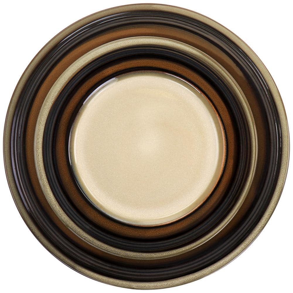 Everston Brown and Cream Ceramic 12-Piece Dinnerware Set