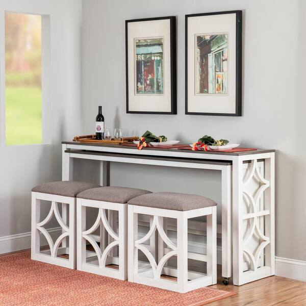 Linon Home Decor Wyeth Rolling 72 in. Antique White Rectangle Wood