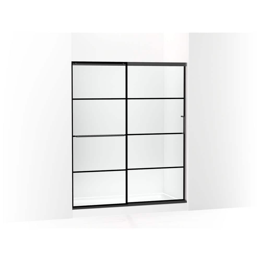 Matte Black Frameless Sliding Shower Door with Clear Glass