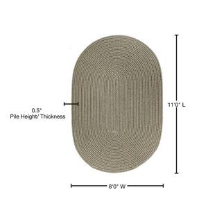 Texturized Solid Moss Green Poly 8 ft. x 11 ft. Oval Braided Area Rug