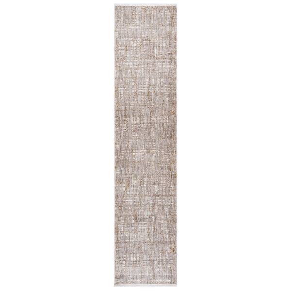 Garnet 2 ft. x 10 ft. Gold/Gray Crosshatch Runner Rug