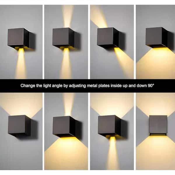 C Cattleya 4 in. 2-Light Matte Black Aluminum Cube LED Outdoor