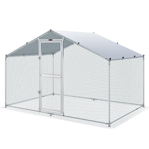 6.6 ft. x 9.8 ft. x 6.6 ft. Large Metal Chicken Coop with Run Walk-In Chicken Coop with Waterproof Cover Poultry Fencing