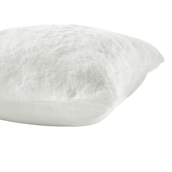 Faux Rabbit Fur White Pillow – Adams Furniture
