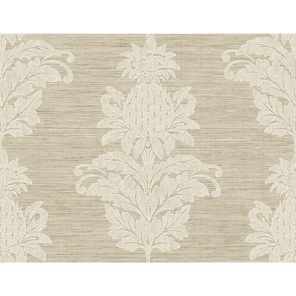Kenneth James Pineapple Grove Brown Damask Brown Wallpaper Sample