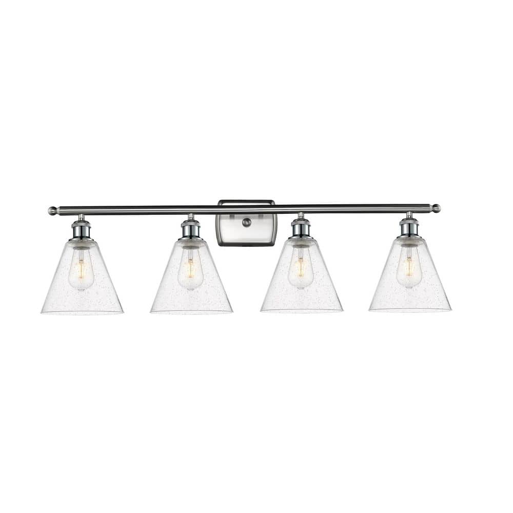 Berkshire 38 in. 4-Light Brushed Satin Nickel Vanity Light with Glass Shade price history on PriceWatchPro