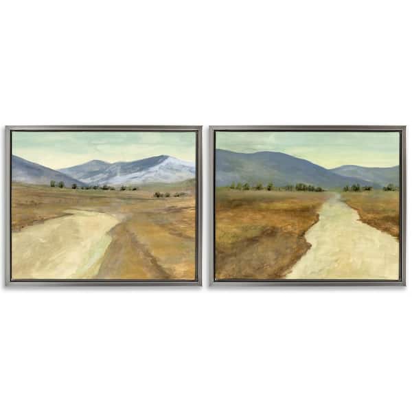 Stupell Industries Barren Desert Path by Michael Willett 2-Pieces Gray Floater Frame Nature Graphic Art Print 25 in. x 31 in.