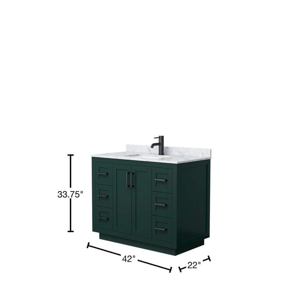 Miranda 42'' Green Single Freestanding Bathroom Vanity with Marble Top