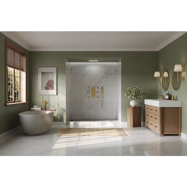 5-Spray Patterns LED Shower System 12 in. Ceiling Mount Handheld Shower Head with 6-Jets (Valve Included)