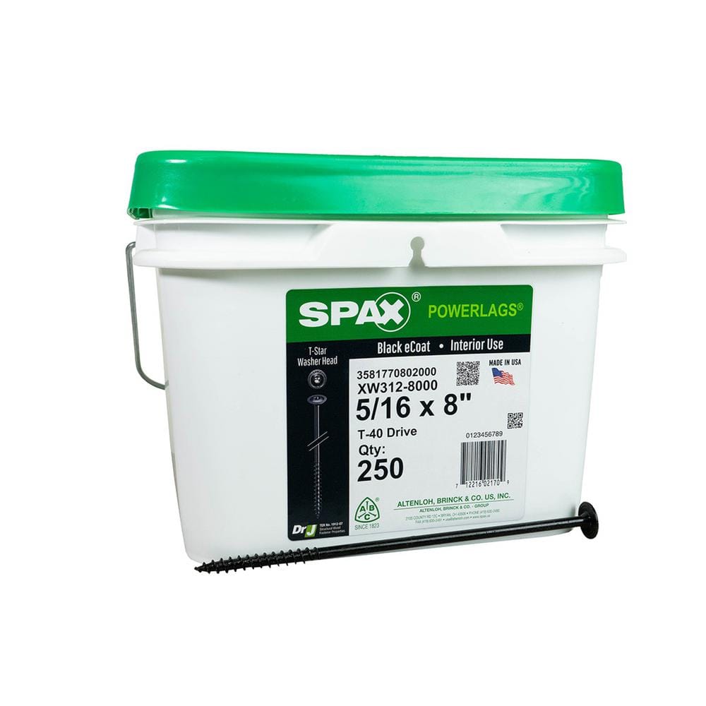 5/16 in. x 8 in. Interior Washer Head Structural Wood Lag Screws Powerlags Torx T-Star (250 Each) Bulk Pail Bit Included price history on PriceWatchPro