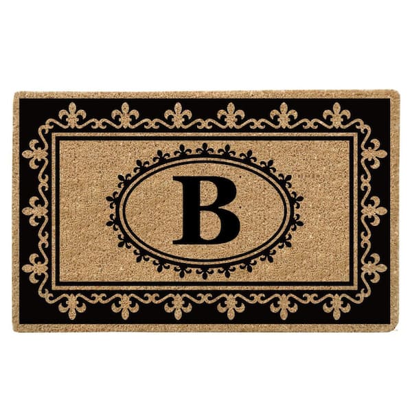 Nedia Home 22 in. x 36 in. Fleur de Lys Heavy Duty Coco Monogrammed B Door Mat