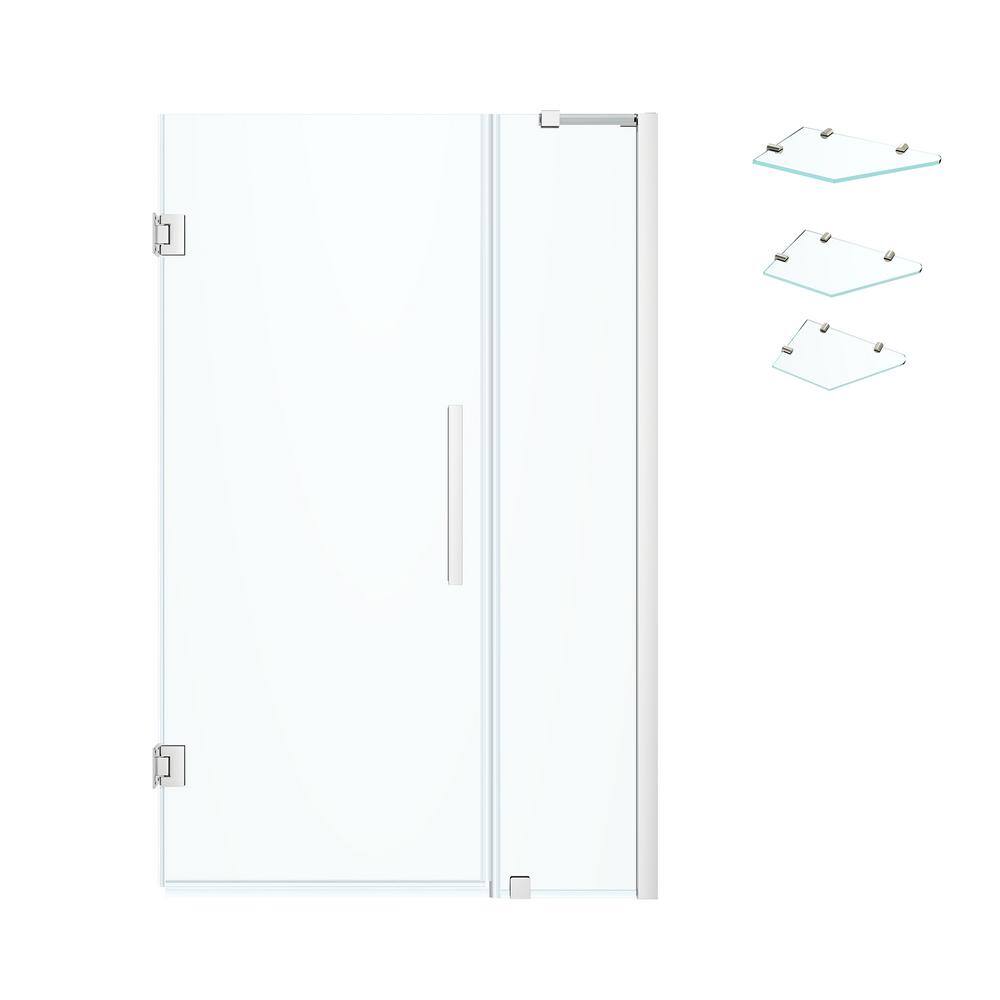 Tampa-Pro 45" x 72" Frameless Chrome Shower Kit with Shelves