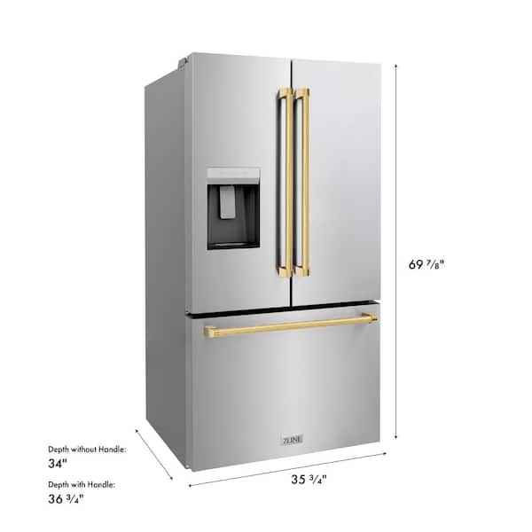ZLINE Kitchen and Bath 36 in. 3-Door French Door Refrigerator w