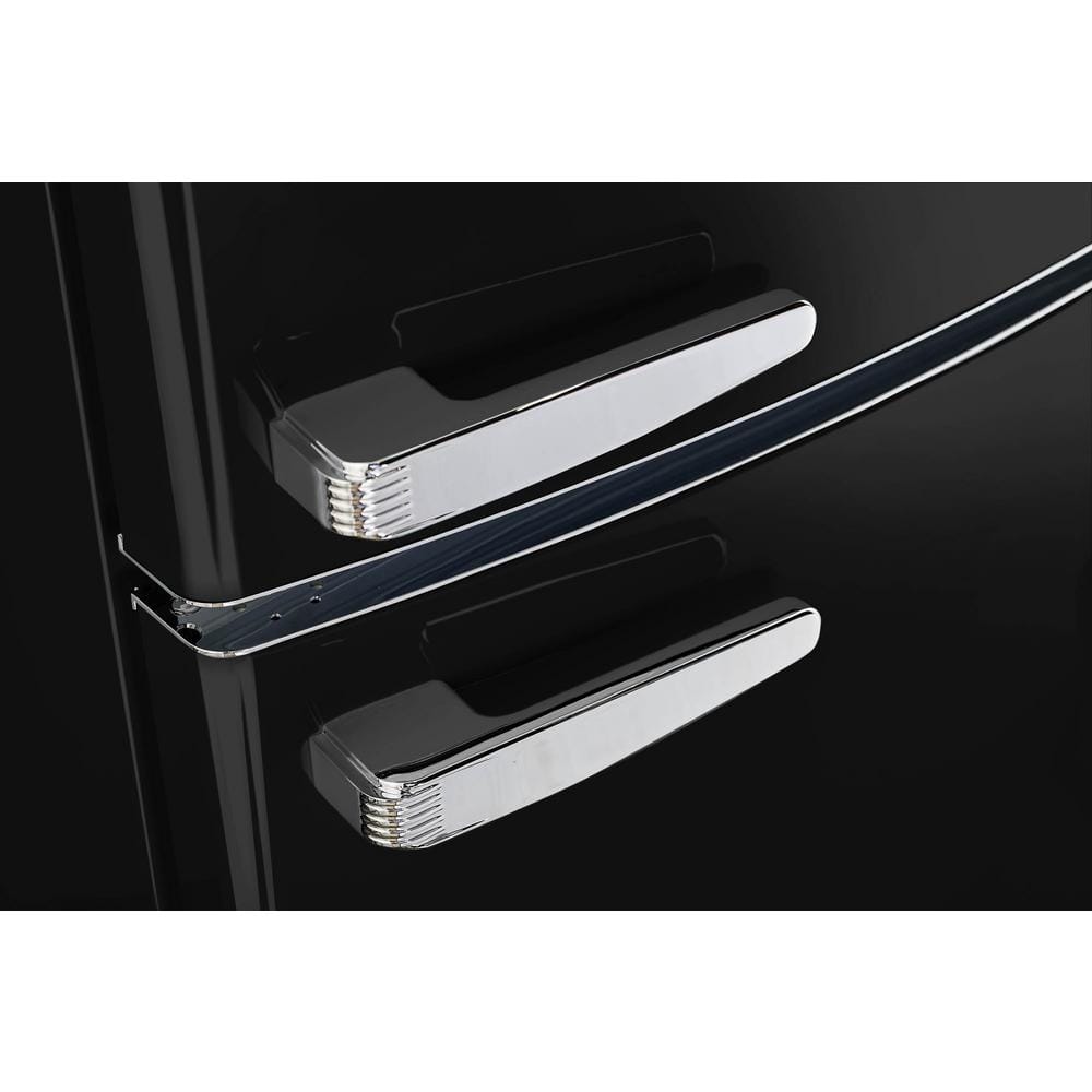 Midnight Black Retro 24" Bottom Mount Refrigerator with Chrome Accents