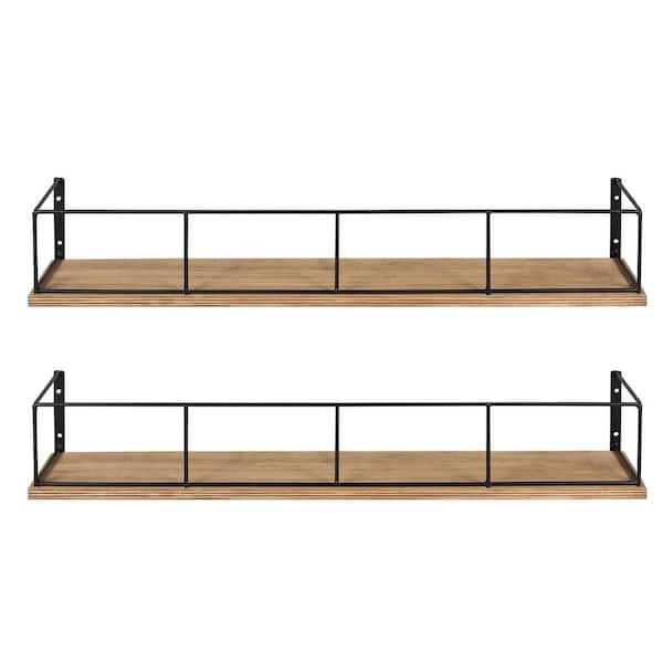 Unbranded 24 in. W x 4 in. D Rustic Brown Floating Decorative Wall Shelf Set of 2