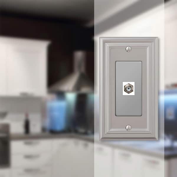 Continental 1 Gang Coax Metal Wall Plate - Satin Nickel