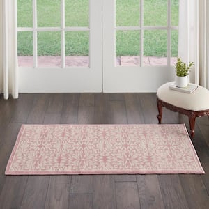Jubilant Ivory/Pink doormat 2 ft. x 4 ft. Moroccan Farmhouse Kitchen Area Rug