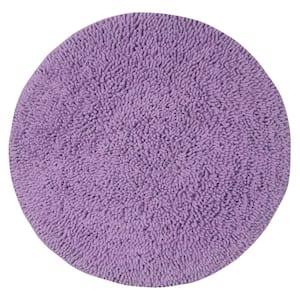 Fantasia Collection 100% Cotton Tufted Non-Slip Bath Rugs, 25 in. x25 in. Round, Purple
