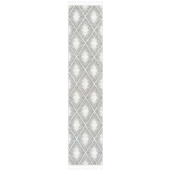 Unique Loom Boho Lilah Gray Ivory 2 ft. 7 in. x 12 ft. Area Rug