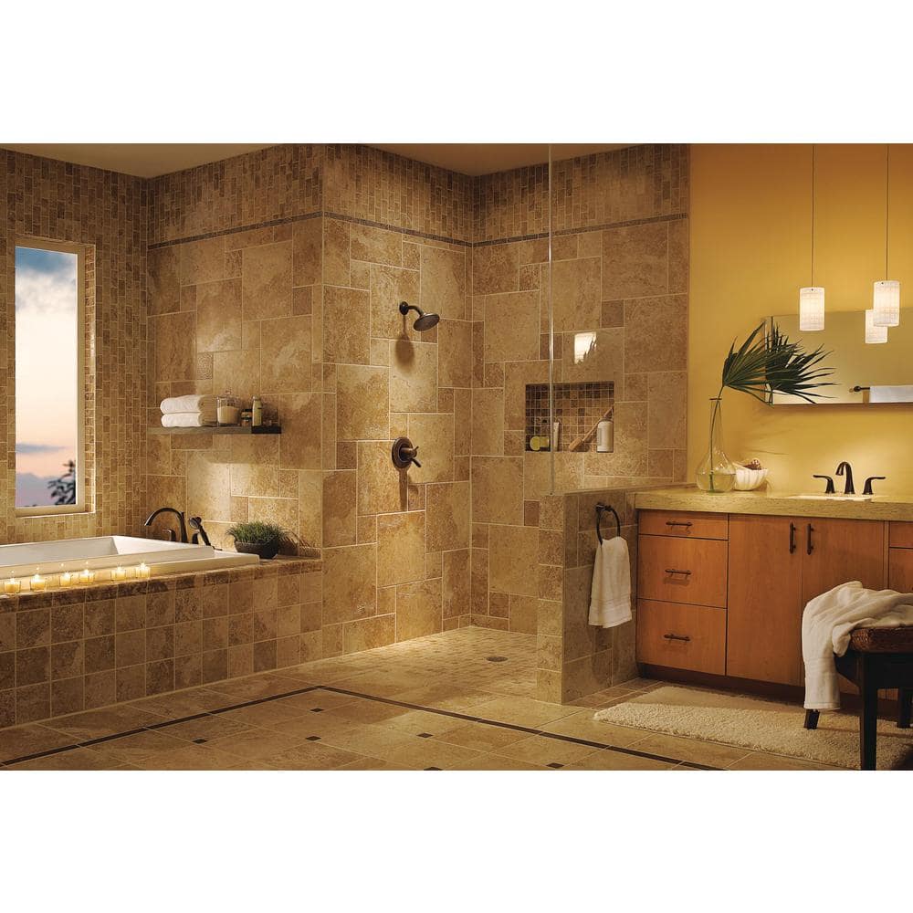 Venetian Bronze Widespread Bathroom Faucet with Metal Handles
