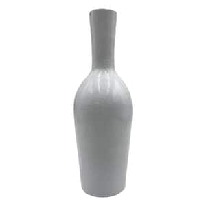 12 in. Decorative Metal Bottle in White