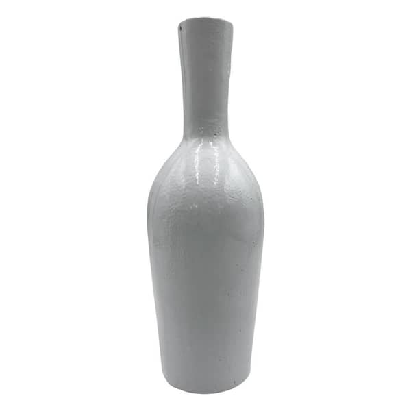 castellousa 12 in. Decorative Metal Bottle in White