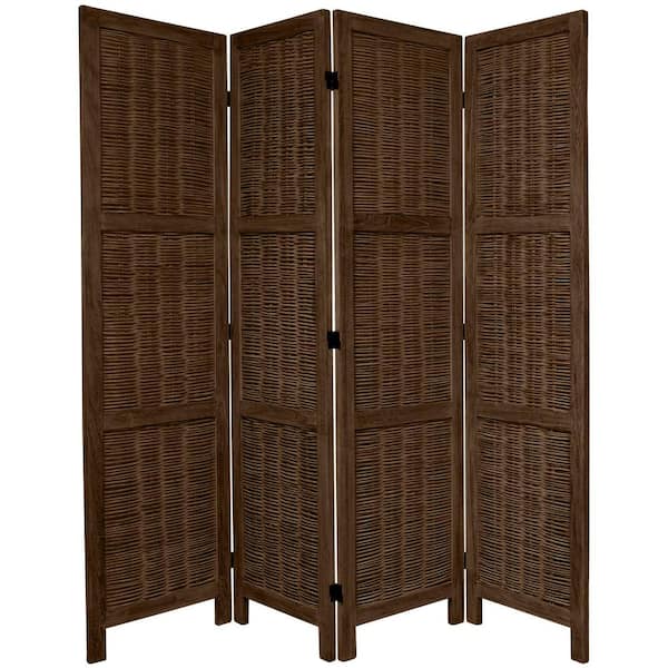 Oriental Furniture 5.5 ft. Burnt Brown Matchstick 4-Panel Room Divider