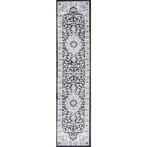 Palmette Modern Persian Floral Cream/Gray/Black 2 ft. x 8 ft. Runner Rug