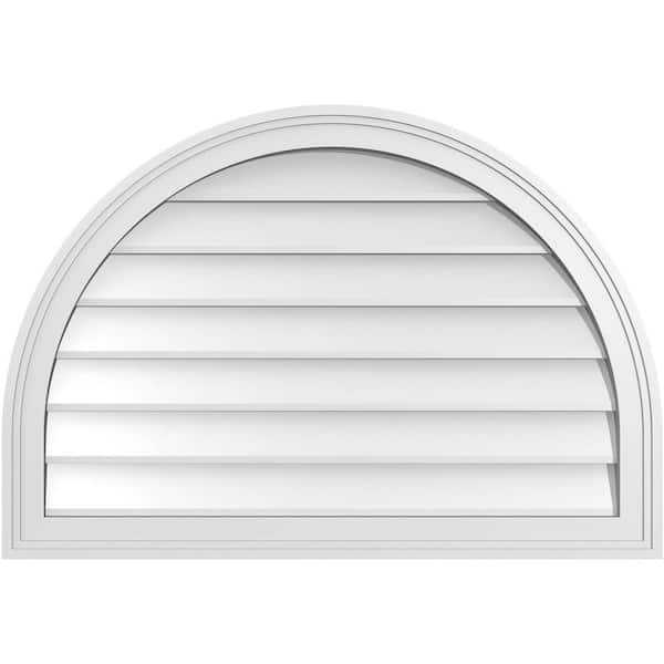 Ekena Millwork 32 in. x 22 in. Round Top White PVC Paintable Gable Louver Vent Non-Functional