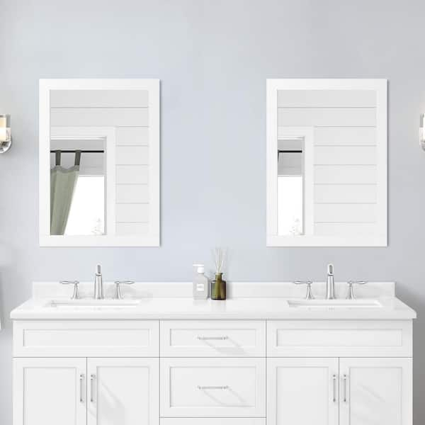 Lincoln 22 in. W x 30 in. H Rectangular Framed Wall Mount Bathroom Vanity Mirror in White