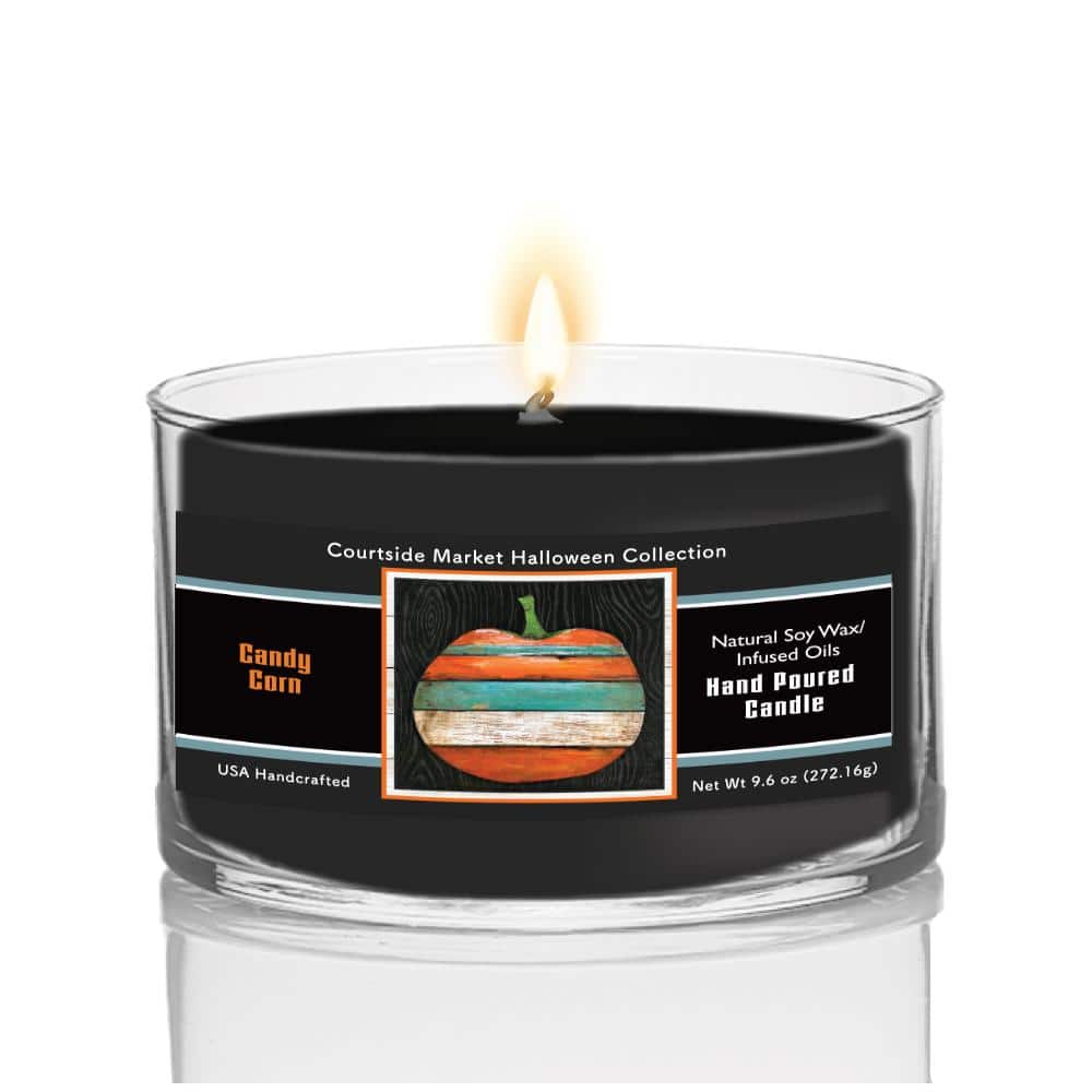 Courtside Market Striped Pumpkin 9.6 oz Soy Wax Candle in Glass Jar