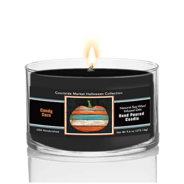 Striped Pumpkin 9.6 oz Soy Wax Candle in Glass Jar