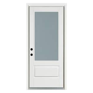 36 in. x 80 in. Right-Hand Inswing 3/4 Lite Frosted Glass Finished White Fiberglass Prehung Front Door