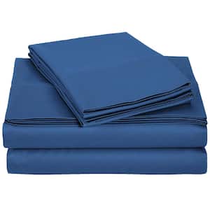 Monroe Solid 3-Piece Microfiber Blue Twin Sheet Set