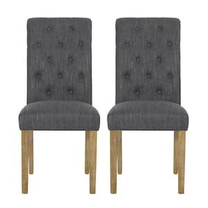 Ammy Beige and Natural Tufted Fabric Dining Chair (Set of 2)